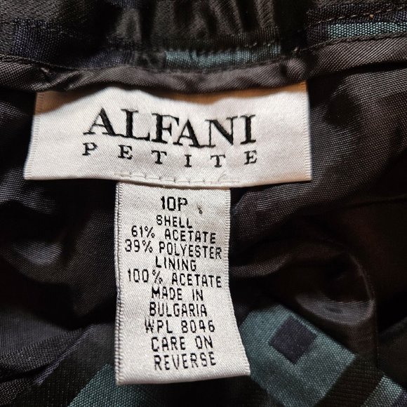 Alfani Size 10 Petite Geometric Green And Black Pants - Picture 3 of 4